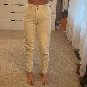 Cream Textured Pant
